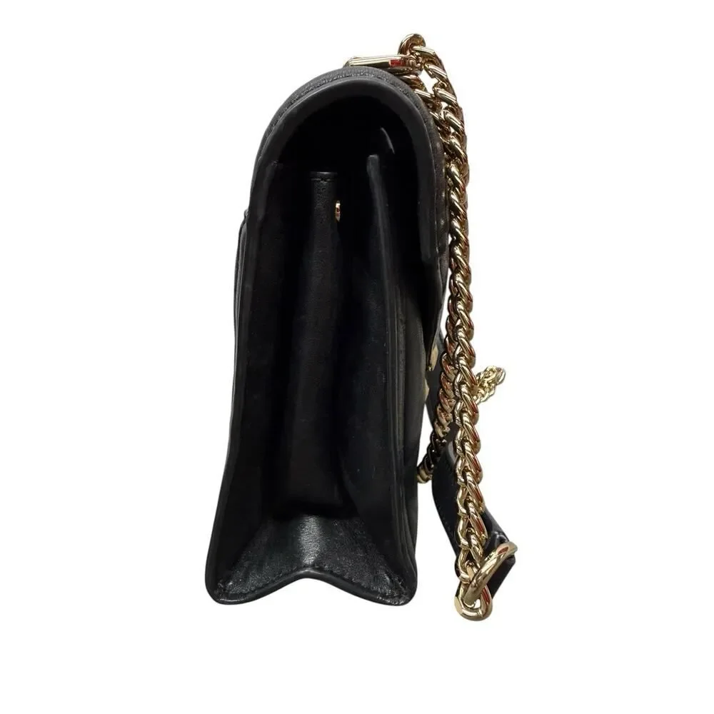 Michael Kors Whitney Black Leather Quilted Chain Convertible Shoulder Bag